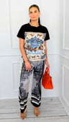 Paisley Bliss Italian Pants- Black-100 Pants-SEE YOU IN ROME-Coastal Bloom Boutique, find the trendiest versions of the popular styles and looks Located in Indialantic, FL