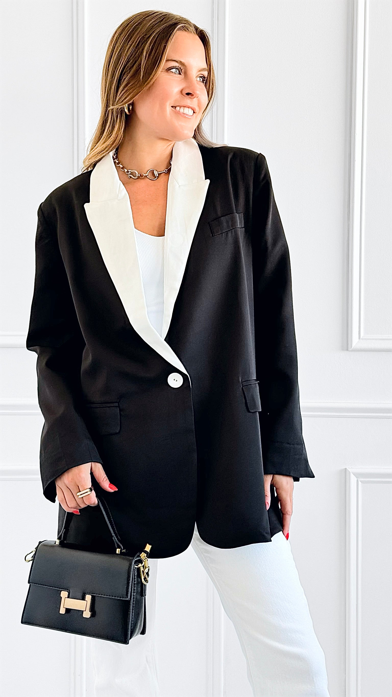 Glam Tuxedo Blazer-160 Jackets-Rousseau-Coastal Bloom Boutique, find the trendiest versions of the popular styles and looks Located in Indialantic, FL