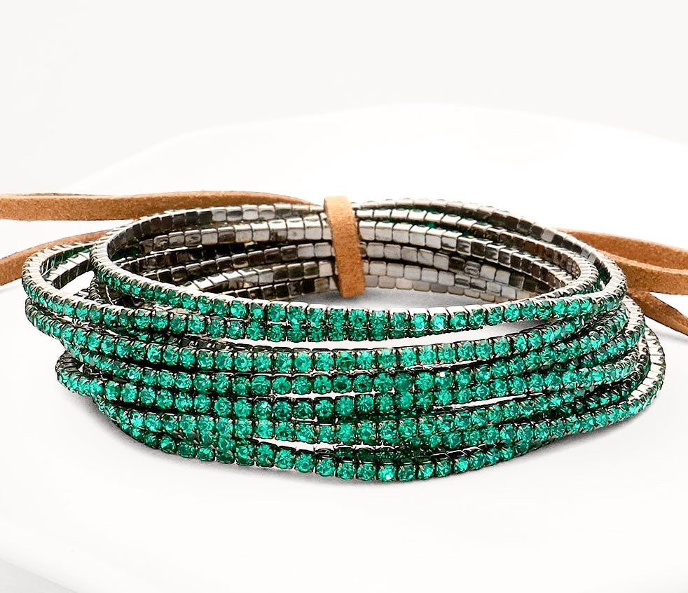 CZ Ribbon Colorful Layered Stretch Bracelets - Blue Zircon-230 Jewelry-NYW-Coastal Bloom Boutique, find the trendiest versions of the popular styles and looks Located in Indialantic, FL