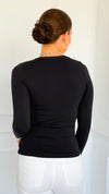 Second Skin Long Sleeve Top - Black-130 Long Sleeve Tops-YELETE-Coastal Bloom Boutique, find the trendiest versions of the popular styles and looks Located in Indialantic, FL