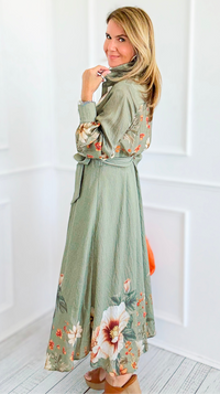 Botanic Cascade Maxi Shirt Dress-200 Dresses/Jumpsuits/Rompers-Rokoko-Coastal Bloom Boutique, find the trendiest versions of the popular styles and looks Located in Indialantic, FL