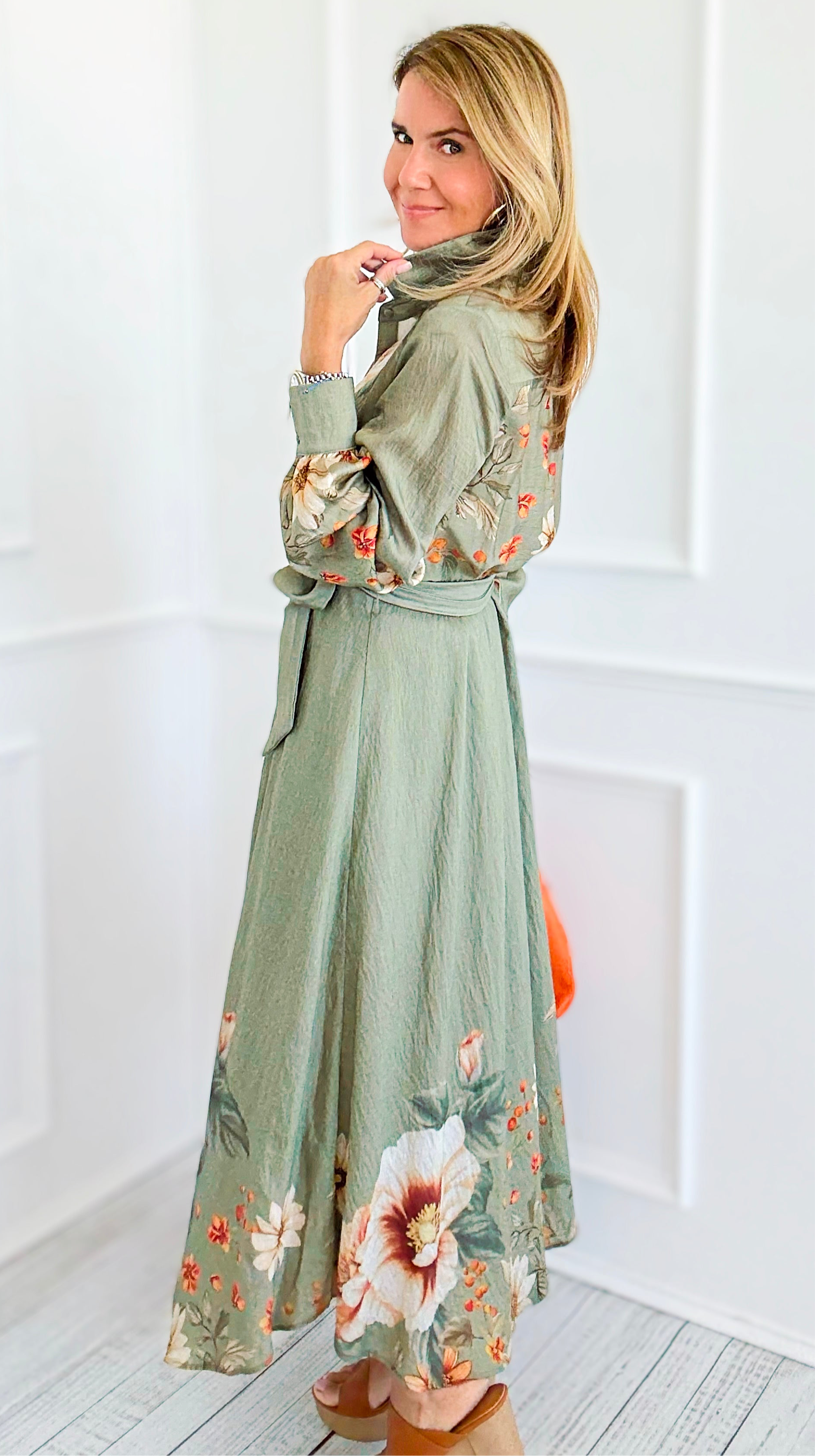 Botanic Cascade Maxi Shirt Dress-200 Dresses/Jumpsuits/Rompers-Rokoko-Coastal Bloom Boutique, find the trendiest versions of the popular styles and looks Located in Indialantic, FL