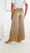 Silk Wide Italian Pant - Champagne-170 Bottoms-Venti6-Coastal Bloom Boutique, find the trendiest versions of the popular styles and looks Located in Indialantic, FL