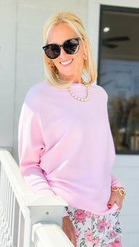 Soft Radiant Ribbed Long Sleeve Top- Pink