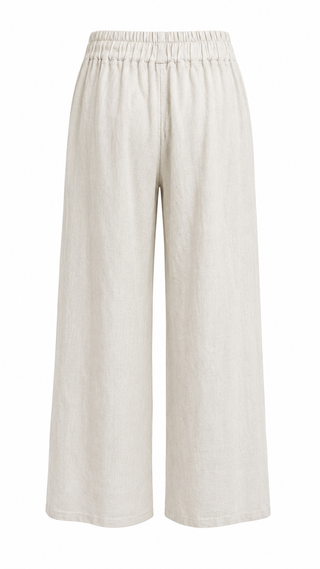 Linen Italian Flare- Leg Pant- Ecru