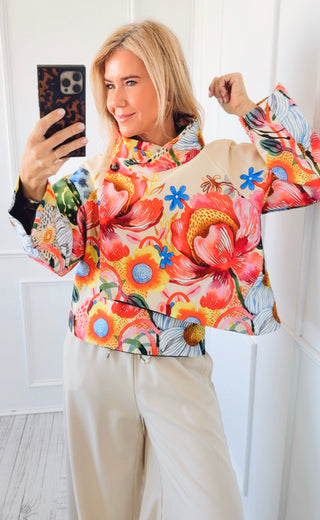 Garden Party Italian Kaleidoscope Jacket- Beige