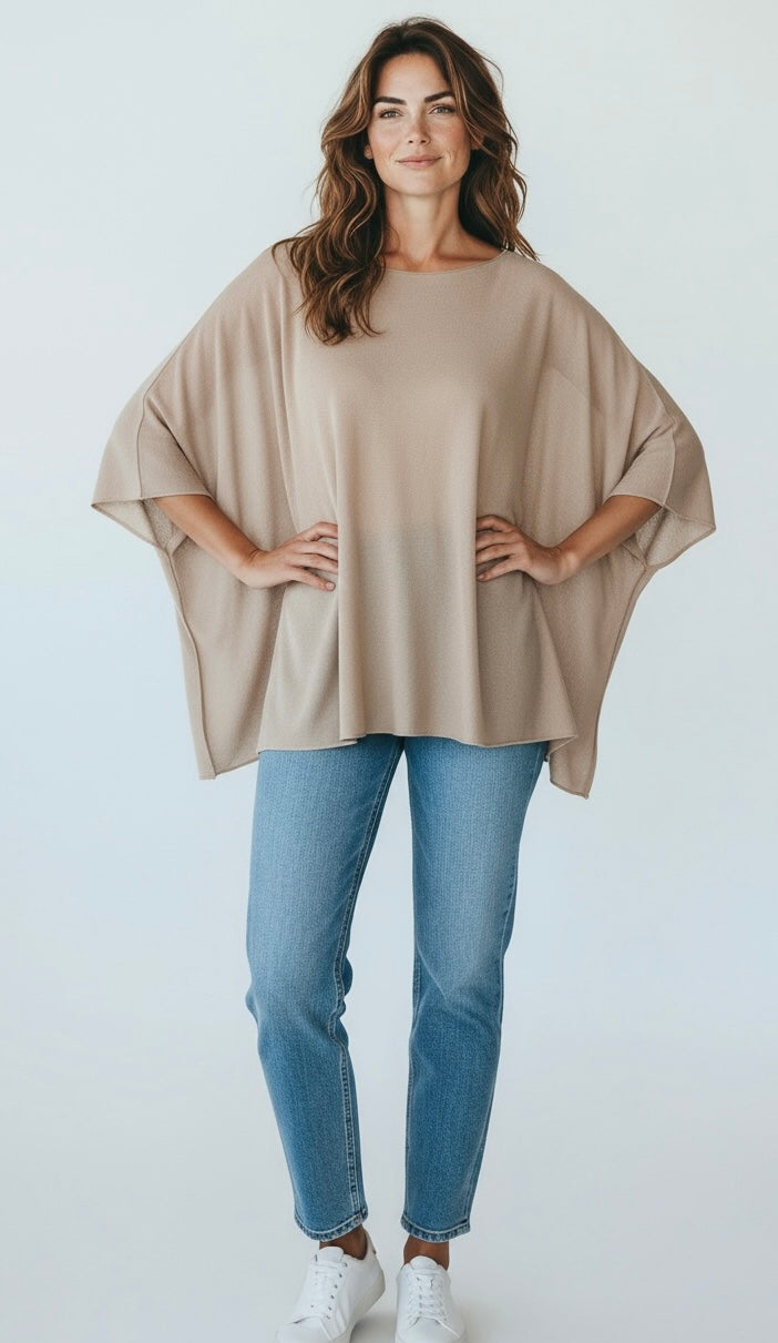 Ease Move Italian Top- Beige-110 Short Sleeve Tops-Aute-Coastal Bloom Boutique, find the trendiest versions of the popular styles and looks Located in Indialantic, FL