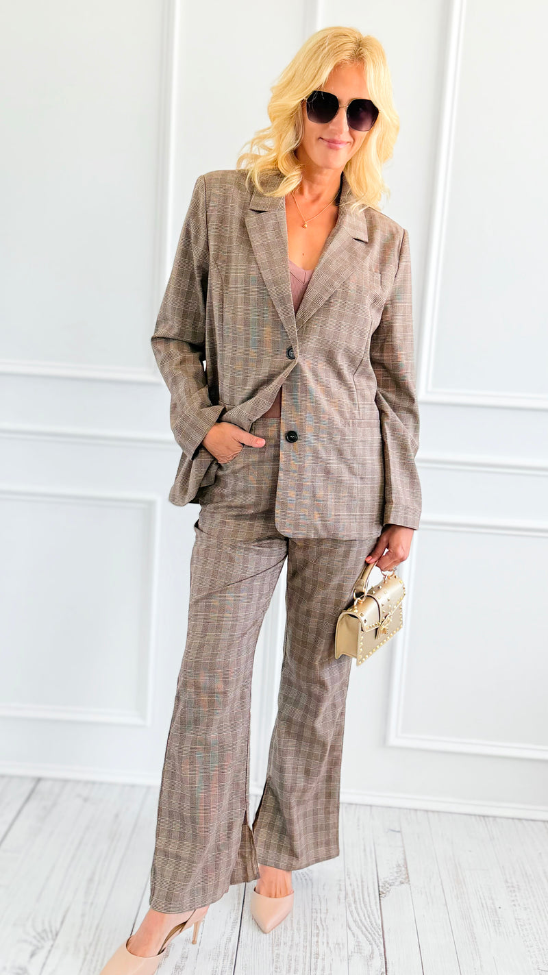 Boardroom Muse Plaid Set-210 Loungewear/Sets-ROUSSEAU-Coastal Bloom Boutique, find the trendiest versions of the popular styles and looks Located in Indialantic, FL