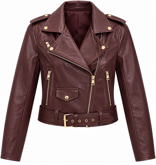 Golden Hour Faux Leather Motor Jacket - Burgundy