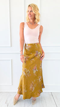 Golden Hour Floral Skirt-170 Bottoms-TABA-Coastal Bloom Boutique, find the trendiest versions of the popular styles and looks Located in Indialantic, FL