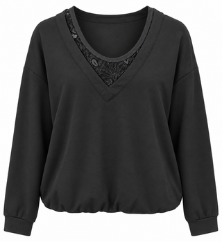 Lace Layered Sweatshirt Top