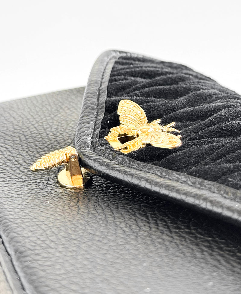 Bee Textured Italian Mini Bag- Black-240 Bags-LE BORSETTE-Coastal Bloom Boutique, find the trendiest versions of the popular styles and looks Located in Indialantic, FL