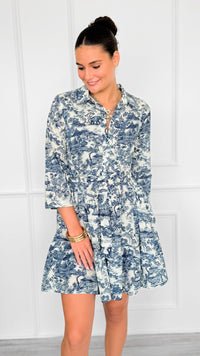 Bonsai Dreamscape Italian Button Down Dress-200 Dresses/Jumpsuits/Rompers-FH GROUP-Coastal Bloom Boutique, find the trendiest versions of the popular styles and looks Located in Indialantic, FL