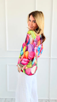 Macaron Short Sleeve Italian St Tropez Knit-140 Sweaters-Italianissimo-Coastal Bloom Boutique, find the trendiest versions of the popular styles and looks Located in Indialantic, FL
