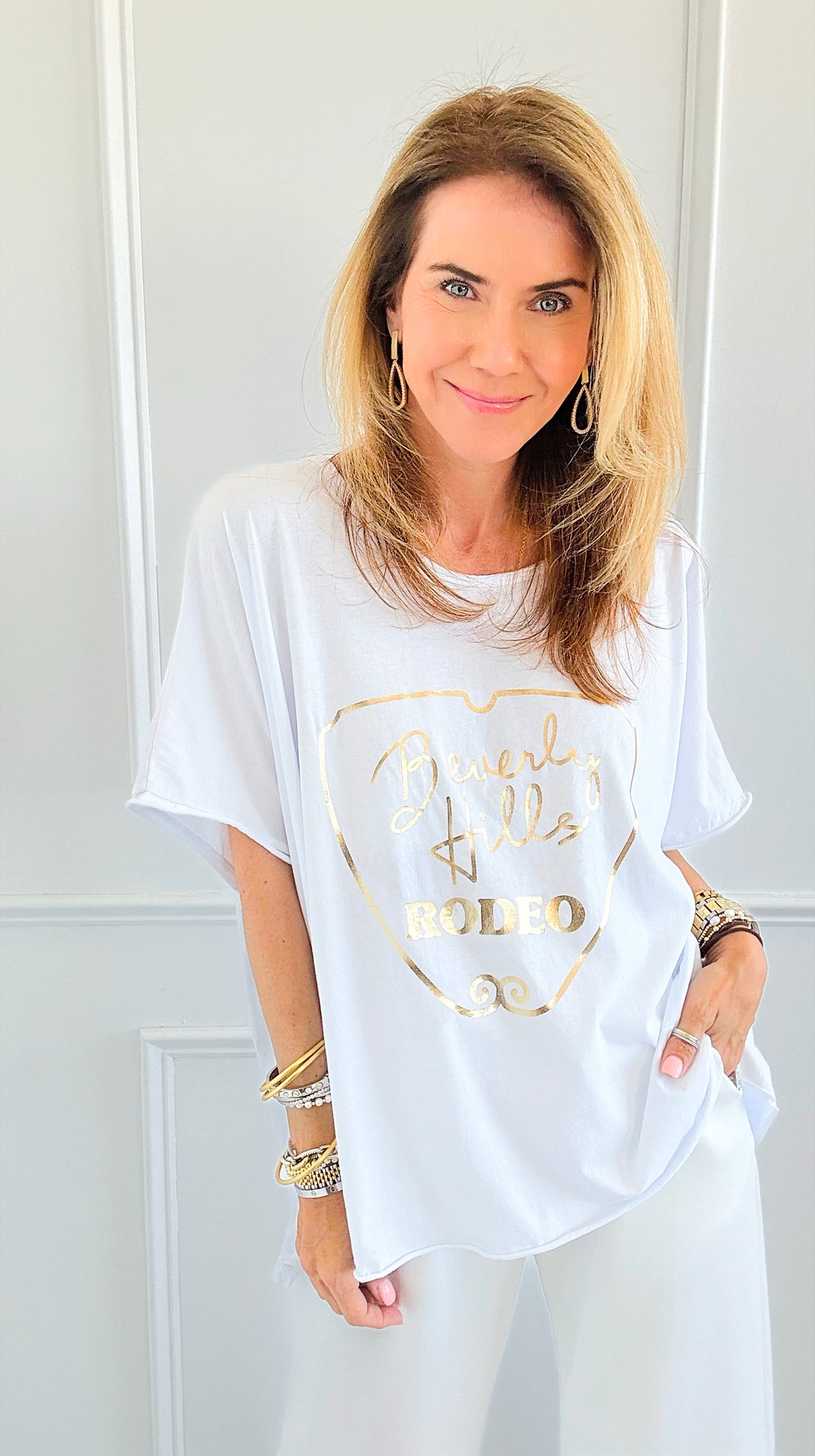 Rodeo Luxe Italian T-Shirt-110 Short Sleeve Tops-Italianissimo-Coastal Bloom Boutique, find the trendiest versions of the popular styles and looks Located in Indialantic, FL
