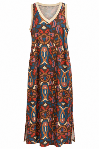 Gilded Trim Easy Italian Dress - Paisley