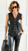 Love In Stripes Italian Vest-100 Sleeveless Tops-MILAN SLV-Coastal Bloom Boutique, find the trendiest versions of the popular styles and looks Located in Indialantic, FL