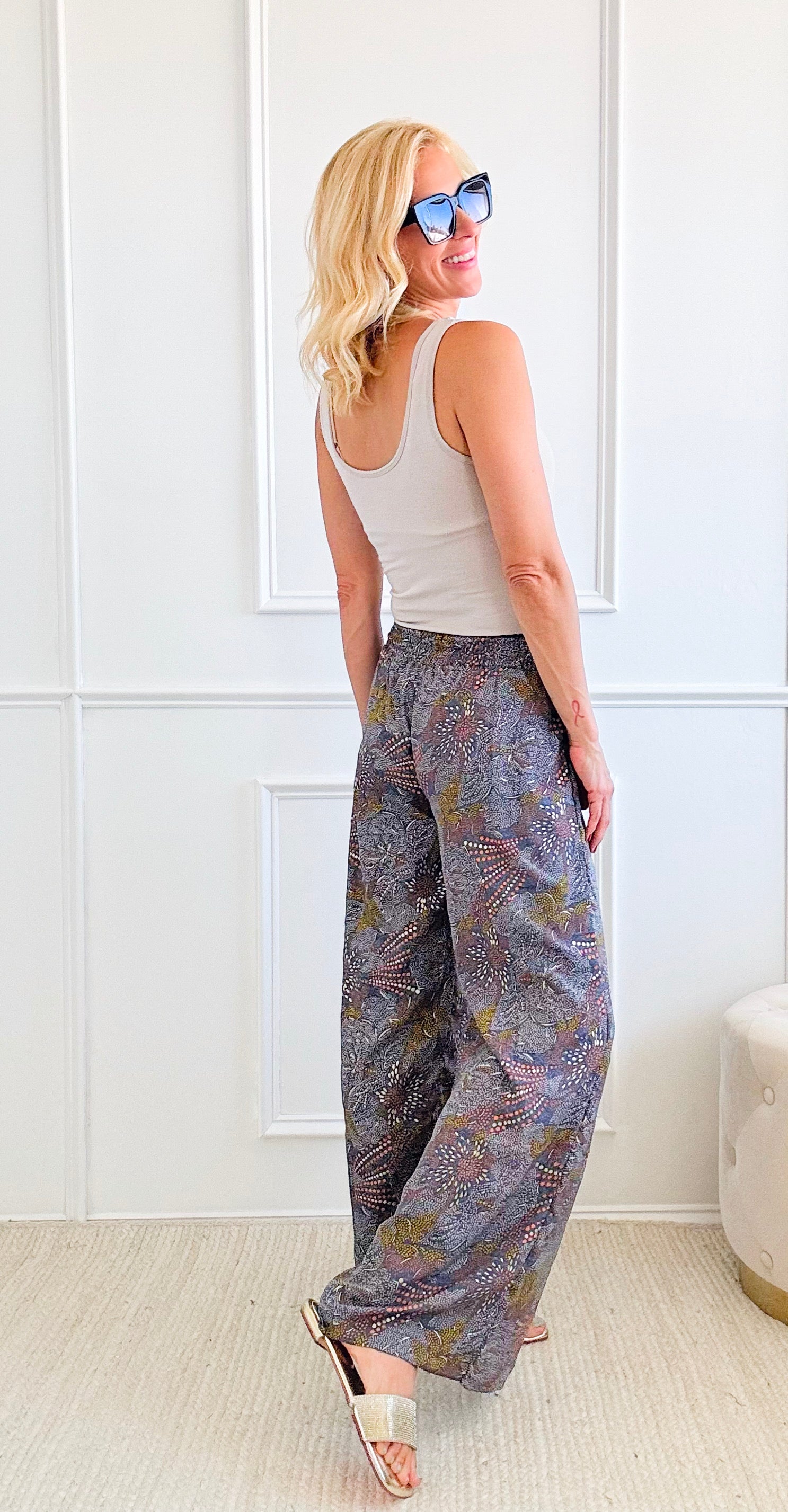 Dripping With Metallic Wrap Pants - Dark Gray-210 Loungewear/Sets-Fashion Fuse-Coastal Bloom Boutique, find the trendiest versions of the popular styles and looks Located in Indialantic, FL
