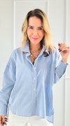 Breezy Mornings Button-Down Top - Light Blue-130 Long Sleeve Tops-Jodifl-Coastal Bloom Boutique, find the trendiest versions of the popular styles and looks Located in Indialantic, FL