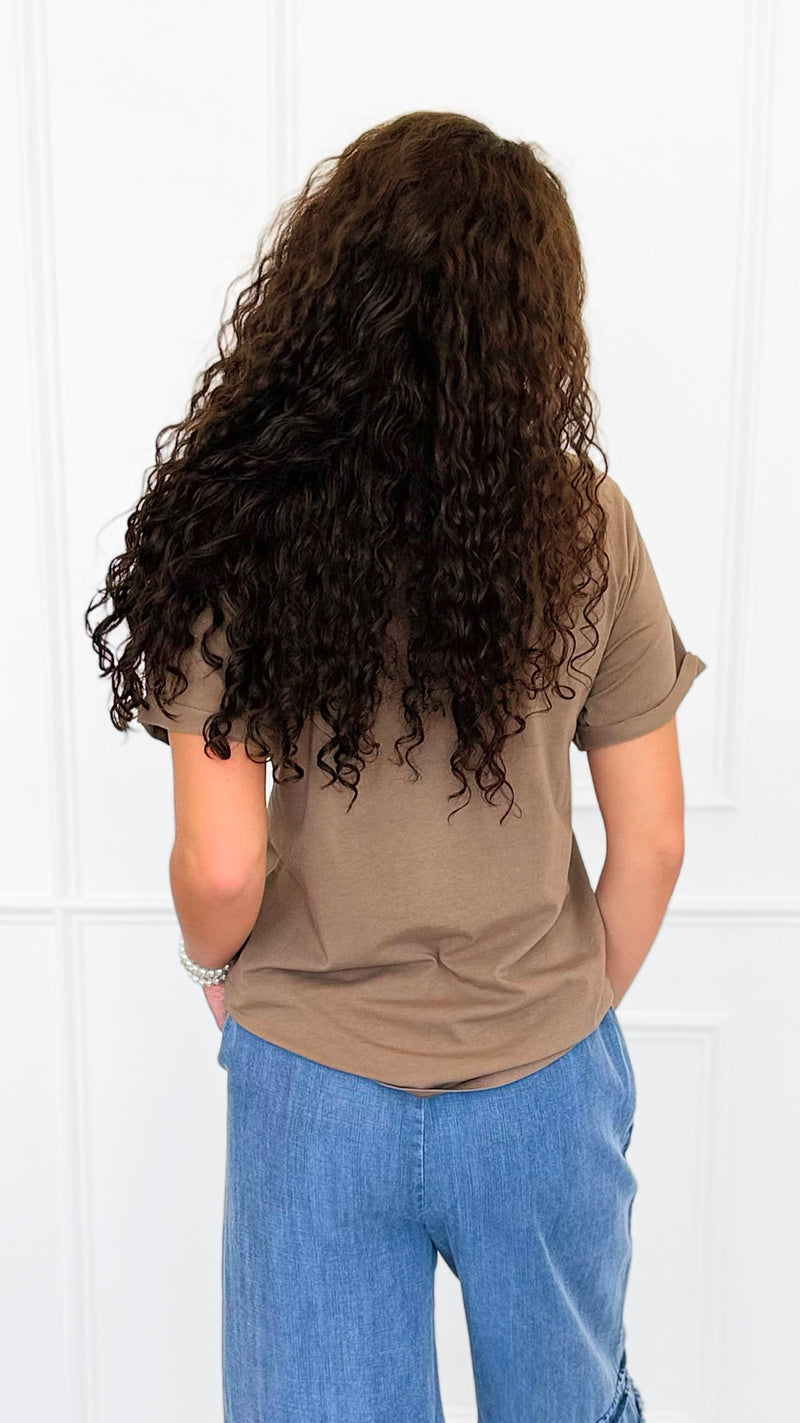 Love Mood Italian Graphic tee- Camel-110 short Sleeve Top-V SKY-Coastal Bloom Boutique, find the trendiest versions of the popular styles and looks Located in Indialantic, FL