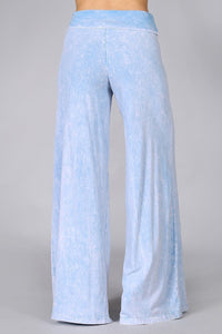 Mineral Wash Wide Leg Pants - Powder Blue-170 Bottoms-Chatoyant-Coastal Bloom Boutique, find the trendiest versions of the popular styles and looks Located in Indialantic, FL