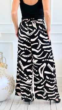 Midnight Muse Palazzo Pant - Black Cream Urb-100 Pants-spin usa-Coastal Bloom Boutique, find the trendiest versions of the popular styles and looks Located in Indialantic, FL