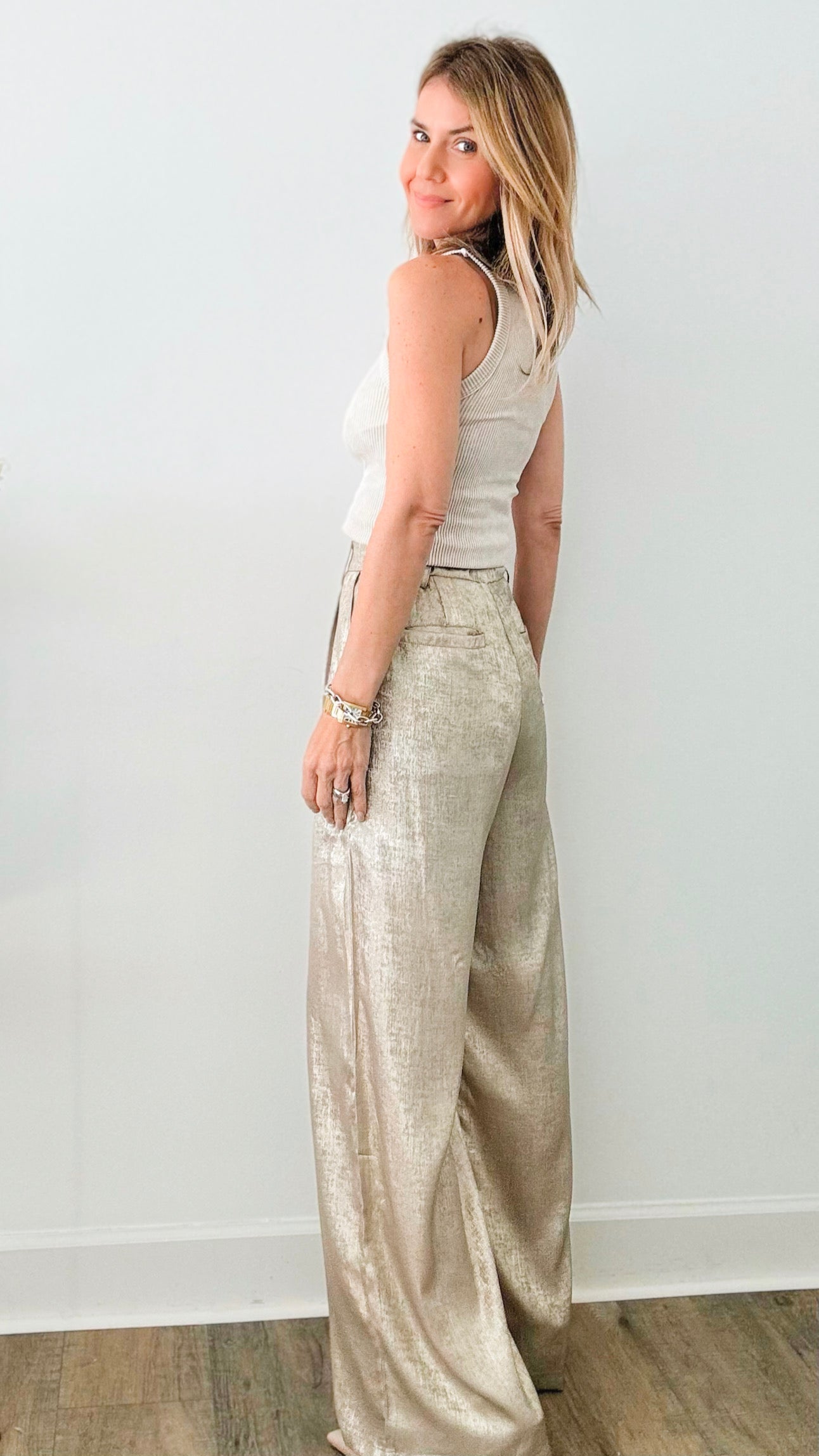Shimmer Woven Pant-170 Bottoms-Edit By Nine-Coastal Bloom Boutique, find the trendiest versions of the popular styles and looks Located in Indialantic, FL