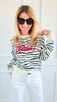 Ciao Stripes Textured Sweater-140 Sweaters-V SKY-Coastal Bloom Boutique, find the trendiest versions of the popular styles and looks Located in Indialantic, FL