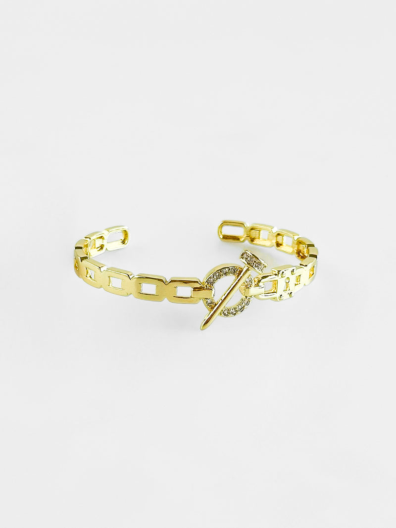 CZ Nail & Padlock Cuff Bracelet-230 Jewelry-NYC-Coastal Bloom Boutique, find the trendiest versions of the popular styles and looks Located in Indialantic, FL