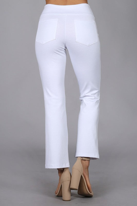 Cropped Capri Flair Pant - White-170 Bottoms-Chatoyant-Coastal Bloom Boutique, find the trendiest versions of the popular styles and looks Located in Indialantic, FL