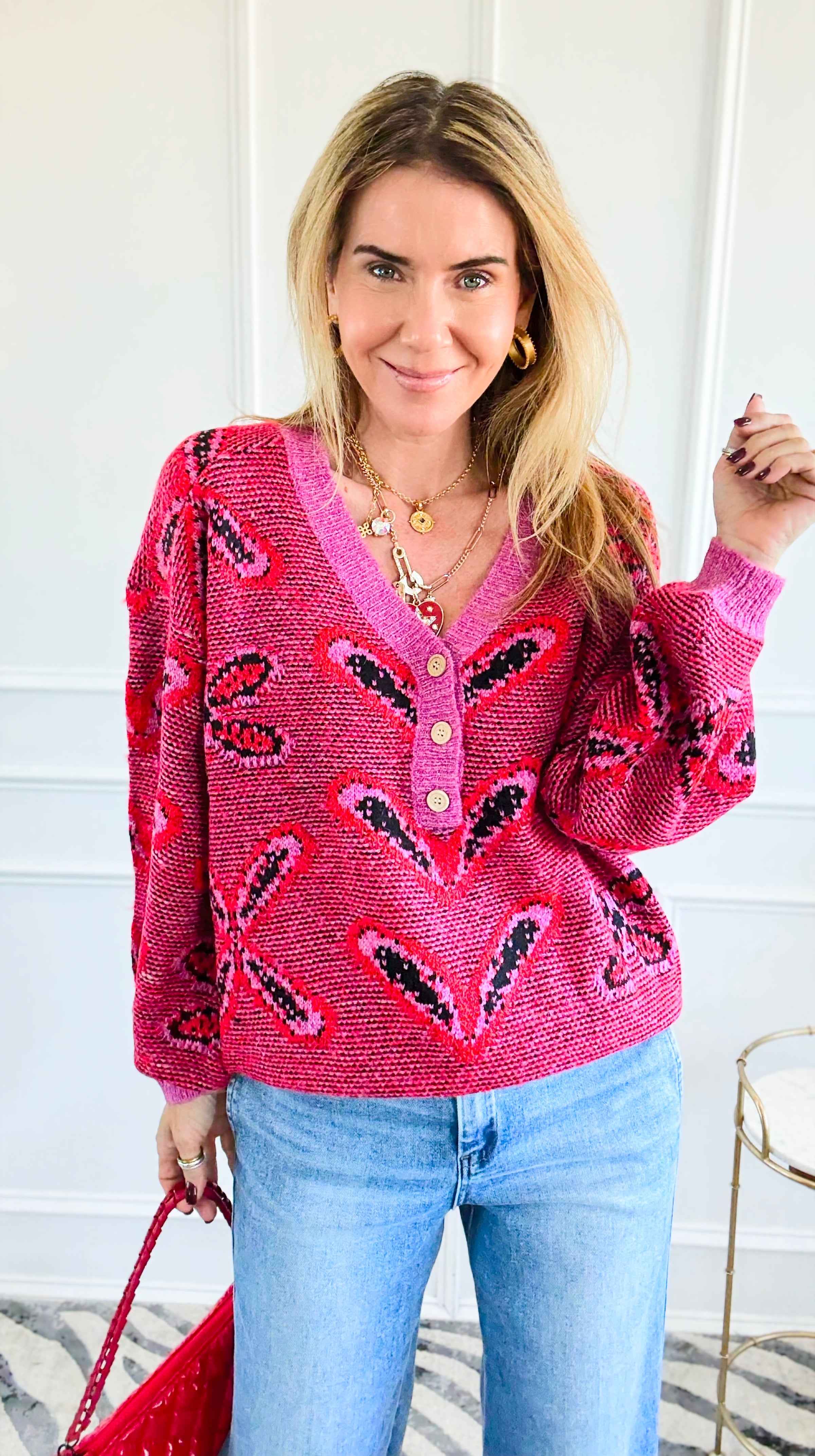 Petal Play Button Knit Sweater