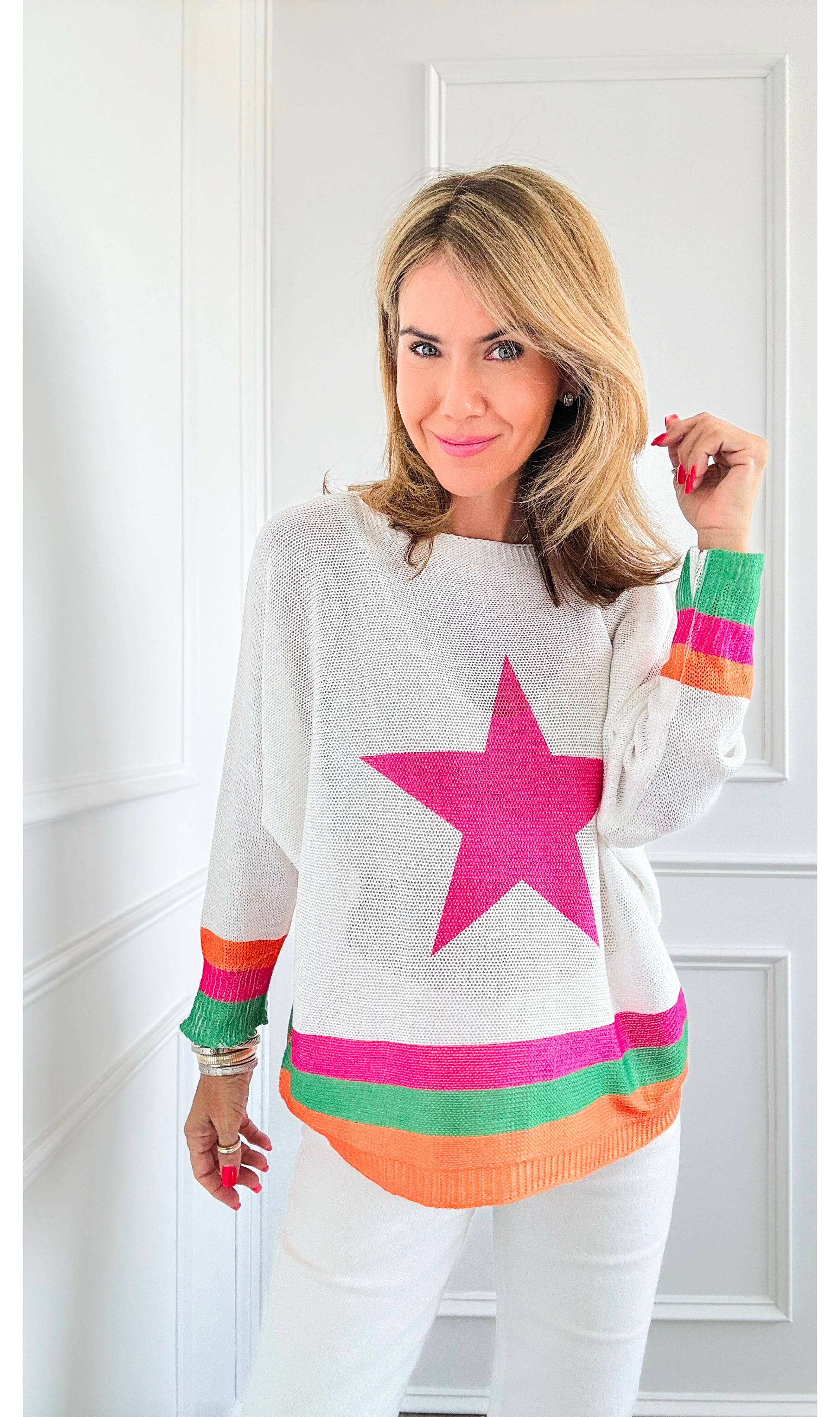 Star Struck Italian St Tropez Knit-140 Sweaters-Italianissimo-Coastal Bloom Boutique, find the trendiest versions of the popular styles and looks Located in Indialantic, FL