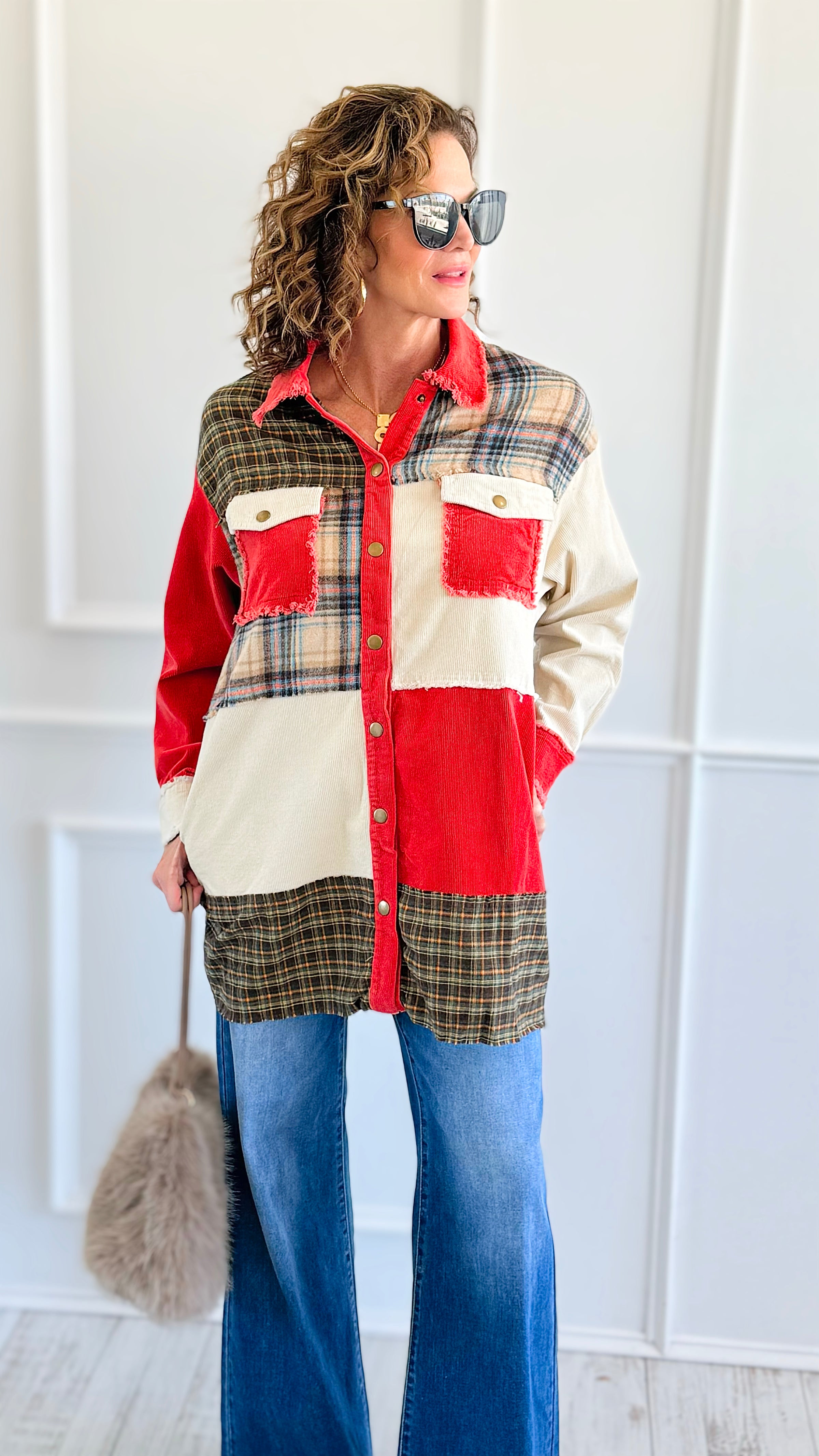 Rustic Remix Patchwork Jacket-160 Jackets-ROUSSEAU-Coastal Bloom Boutique, find the trendiest versions of the popular styles and looks Located in Indialantic, FL