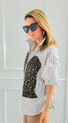 Run Wild Button-Up Blouse- Stripe-110 Short Sleeve Tops-7Mango7-Coastal Bloom Boutique, find the trendiest versions of the popular styles and looks Located in Indialantic, FL