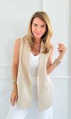 Effortless Whisper Structure Vest - Lt.Sand-150 Cardigans/Layers-DOE AND RAE-Coastal Bloom Boutique, find the trendiest versions of the popular styles and looks Located in Indialantic, FL