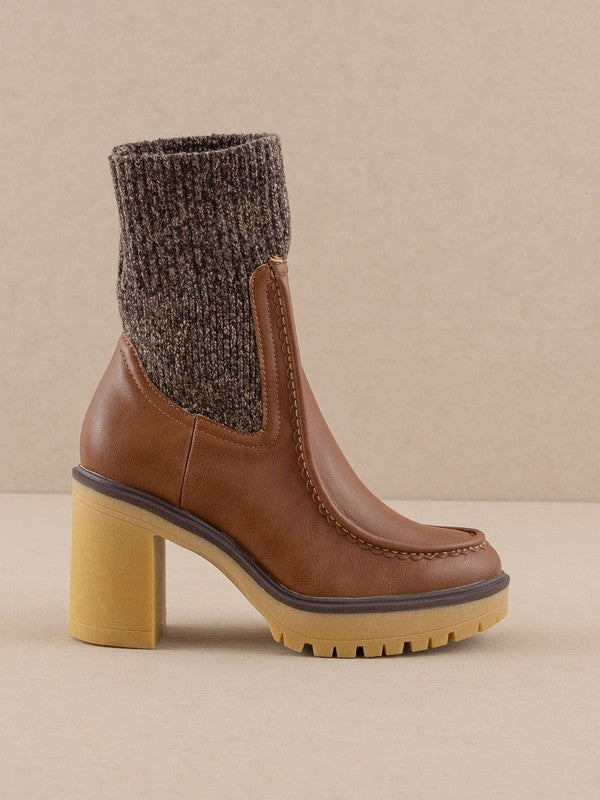 Knitted Platform Boots - Brown-250 Shoes-Oasis Society-Coastal Bloom Boutique, find the trendiest versions of the popular styles and looks Located in Indialantic, FL