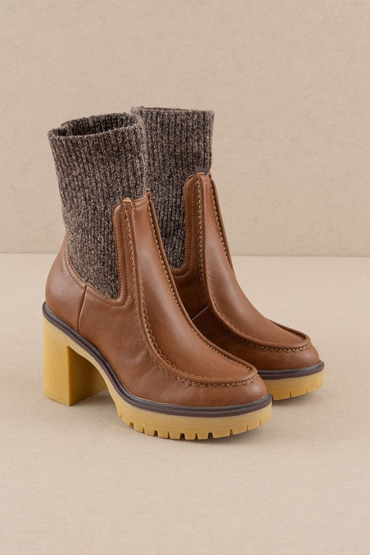 Knitted Platform Boots - Brown-250 Shoes-Oasis Society-Coastal Bloom Boutique, find the trendiest versions of the popular styles and looks Located in Indialantic, FL