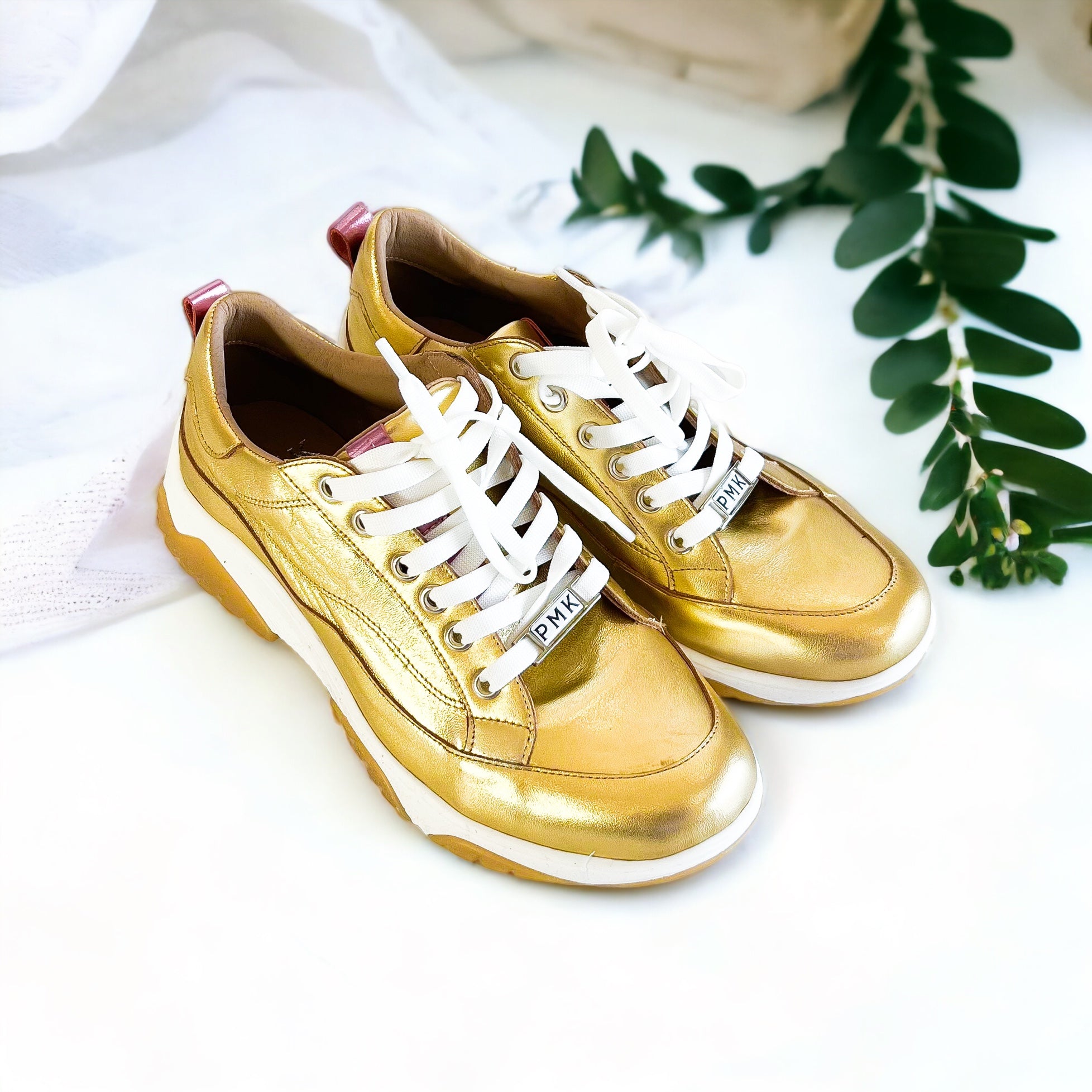 CB Exclusive Gilded Age Genuine Leather Metallic Sneakers - Gold/pink-250 Shoes-PMK Shoes-Coastal Bloom Boutique, find the trendiest versions of the popular styles and looks Located in Indialantic, FL