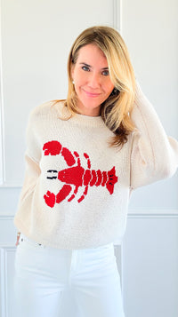 Coastal Charm Lobster Sweater-150 Cardigans/Layers-Bailey Rose-Coastal Bloom Boutique, find the trendiest versions of the popular styles and looks Located in Indialantic, FL