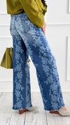 Floral Wide-Leg Denim Pants-170 Bottoms-Anniewear-Coastal Bloom Boutique, find the trendiest versions of the popular styles and looks Located in Indialantic, FL