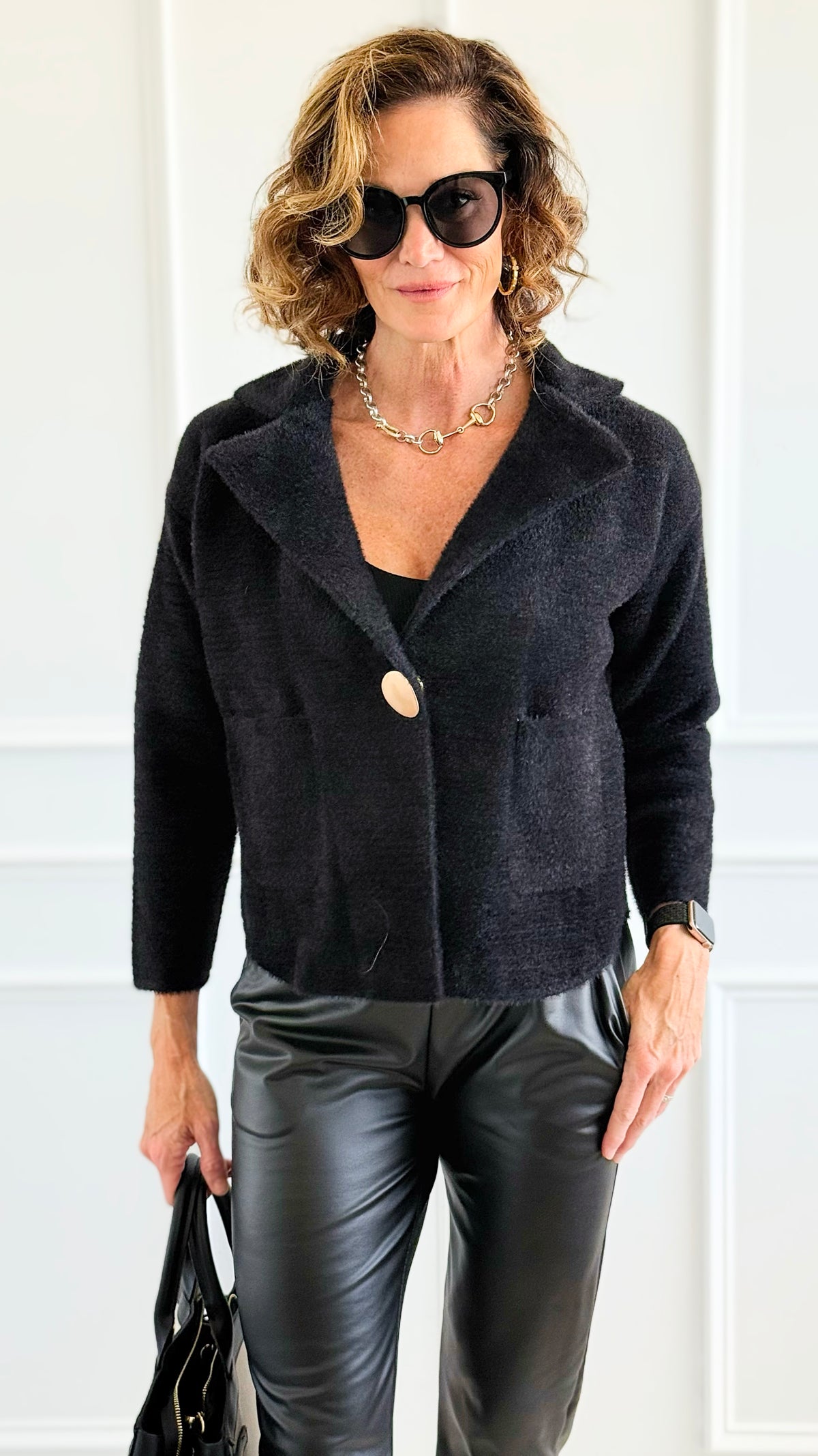 Golden Button Fitted Blazer-160 Jackets-Z STUDIO-Coastal Bloom Boutique, find the trendiest versions of the popular styles and looks Located in Indialantic, FL