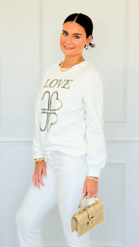 Lucky In Love Italian Sweatshirt-110 Long Sleeve Tops-Italianissimo-Coastal Bloom Boutique, find the trendiest versions of the popular styles and looks Located in Indialantic, FL