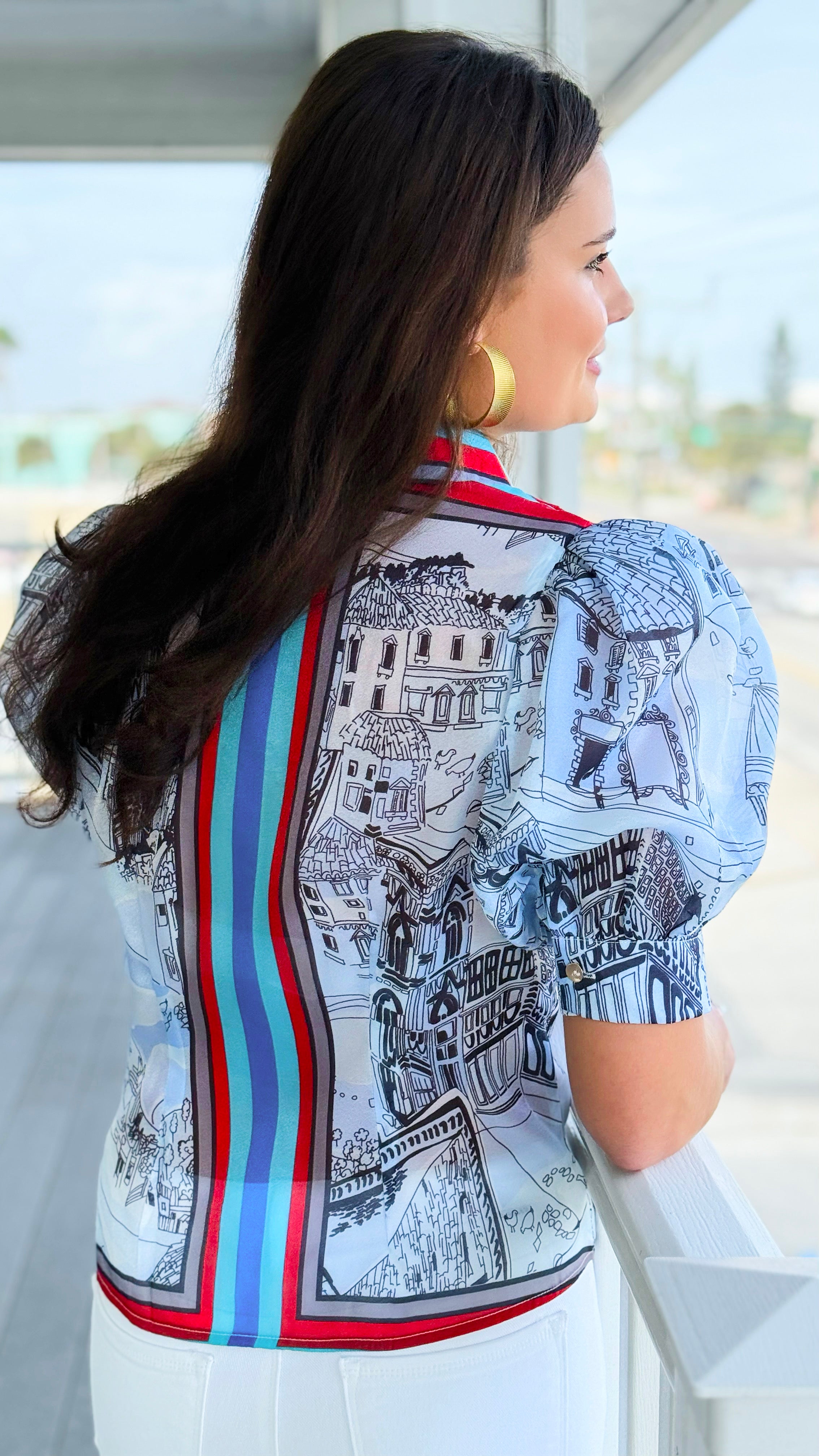 City Lines Button-Up Blouse