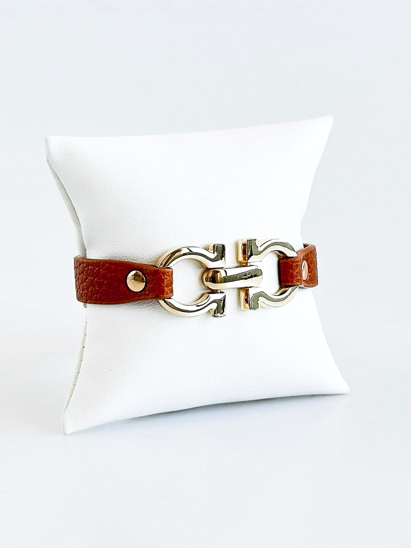 Leather Horsebit Bracelet - Camel-230 Jewelry-Chasing Bandits-Coastal Bloom Boutique, find the trendiest versions of the popular styles and looks Located in Indialantic, FL