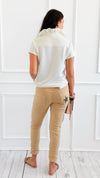 Star Detail Pocket Italian Jogger- Camel-180 Joggers-SEÑORITA C-Coastal Bloom Boutique, find the trendiest versions of the popular styles and looks Located in Indialantic, FL