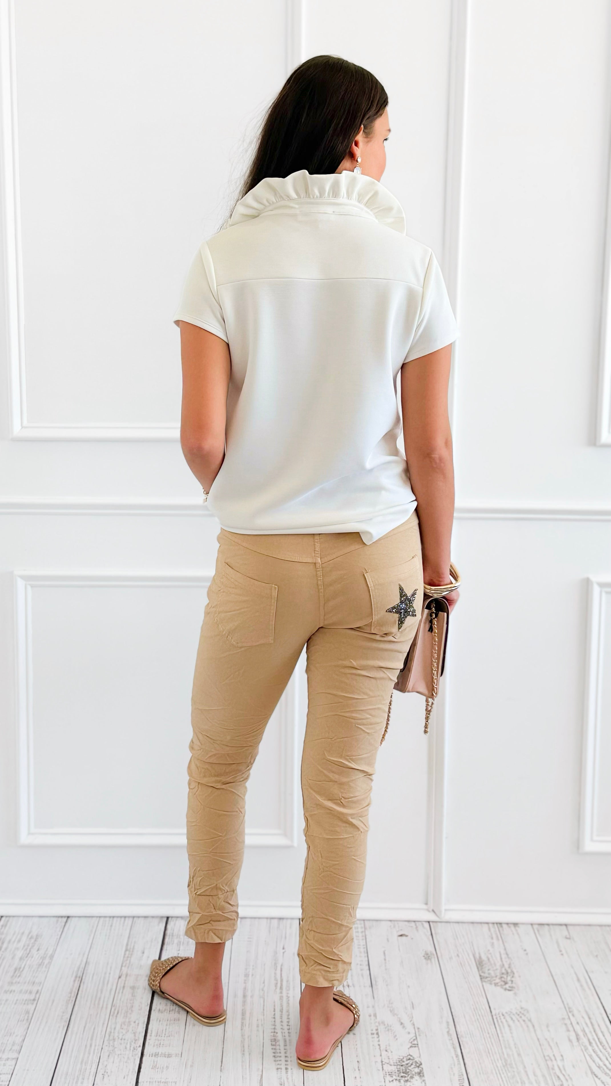 Star Detail Pocket Italian Jogger- Camel-180 Joggers-SEÑORITA C-Coastal Bloom Boutique, find the trendiest versions of the popular styles and looks Located in Indialantic, FL