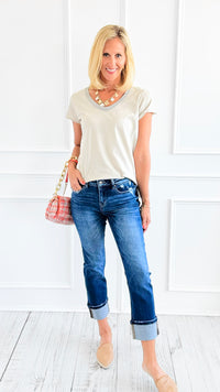 Weekend Plans Cuff Slim Jeans-190 Denim-Mica Denim-Coastal Bloom Boutique, find the trendiest versions of the popular styles and looks Located in Indialantic, FL