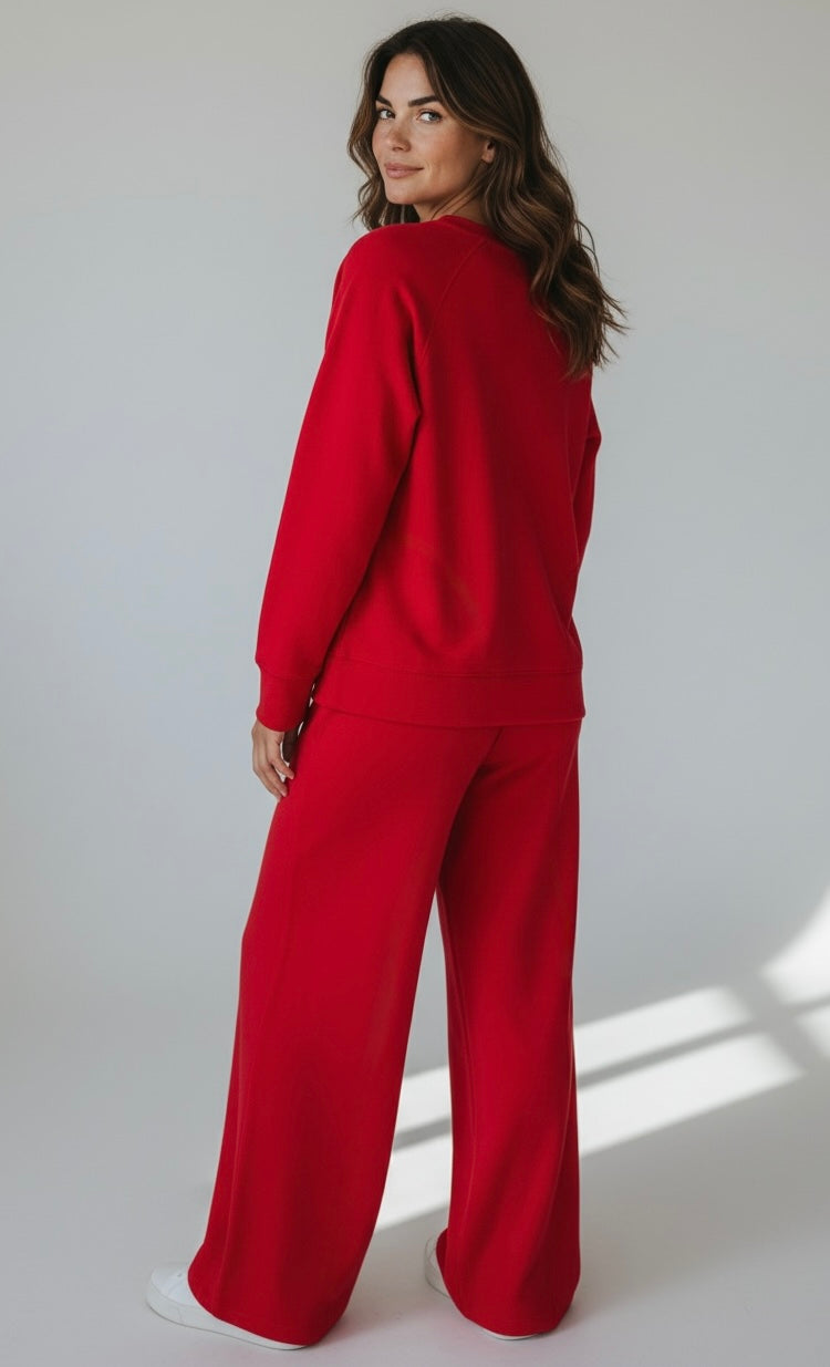 Weekend Ease Set - Ruby-130 Long sleeve top-Zenana-Coastal Bloom Boutique, find the trendiest versions of the popular styles and looks Located in Indialantic, FL