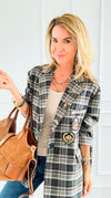 Bee Chic Italian Blazer- Gray-160 Jackets-TATTOO Z-Coastal Bloom Boutique, find the trendiest versions of the popular styles and looks Located in Indialantic, FL