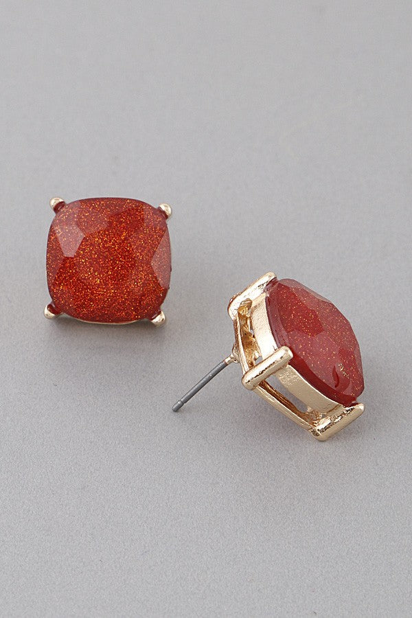 Luxury Square Stud Earrings - Burgundy-260 Other Accessories-H&D-Coastal Bloom Boutique, find the trendiest versions of the popular styles and looks Located in Indialantic, FL